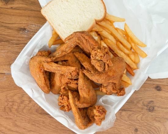 Chicken wings and fries